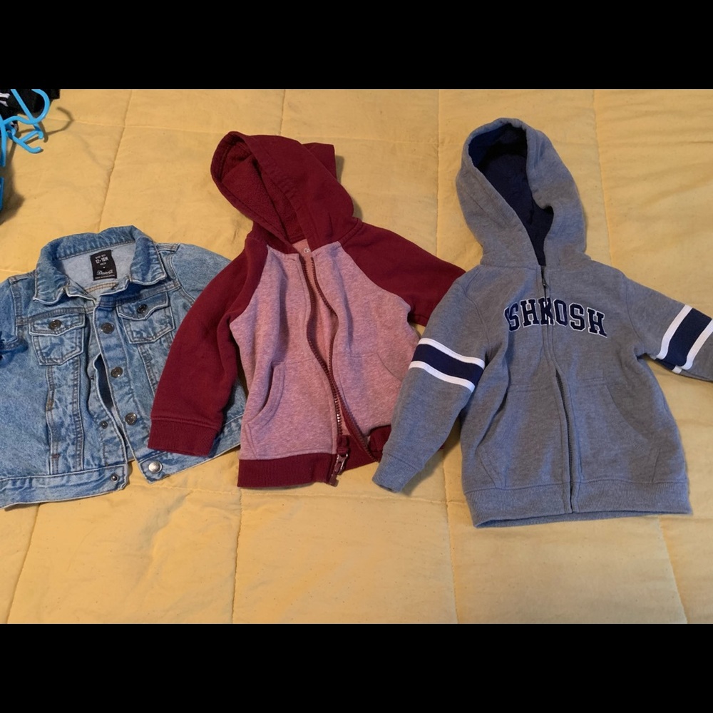 Jean jacket and zip up hoodies